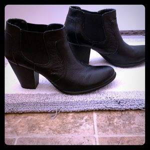 Black leather booties